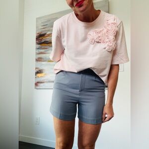 ZARA Blue High-Waisted Tailored Shorts NWT